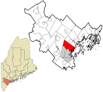 Cumberland County Maine incorporated and unincorporated areas Falmouth highlighted